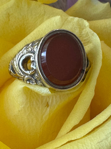 14 Karat Yellow Gold Carnelian Men's Poison Ring  # 205-00075