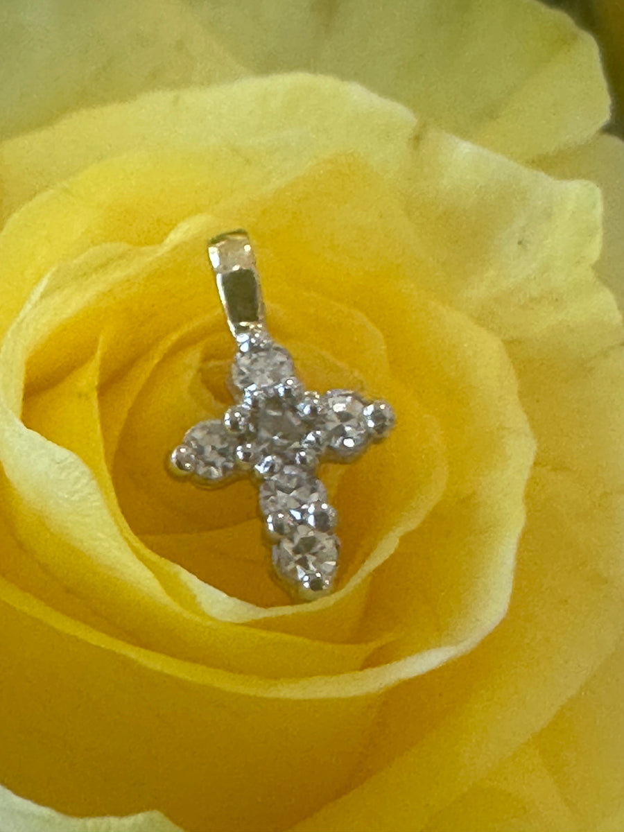 14 Karat Yellow Gold Diamond Cross  # 435-00196
