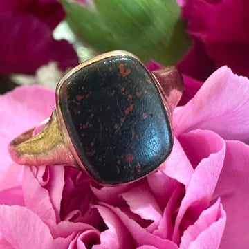 14 Karat Yellow Gold Blood Stone Ring