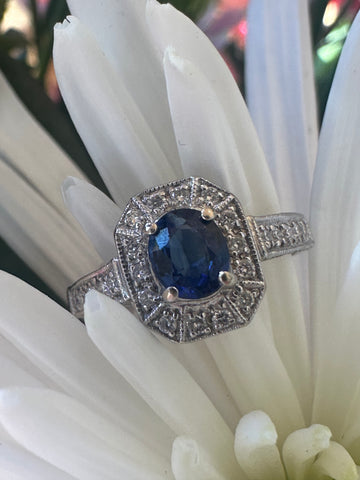 18 Karat White Gold Sapphire & Diamond Ring  # 200-02333