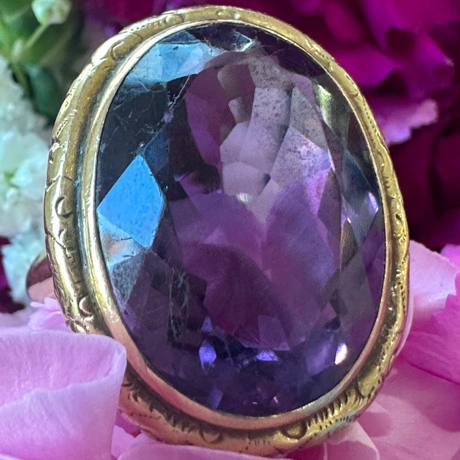 14 Karat Yellow Gold Amethyst Ring