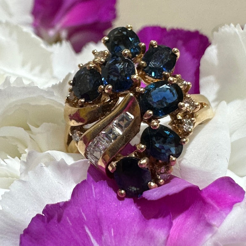 14 Karat Yellow Gold Sapphire & Diamond Ring