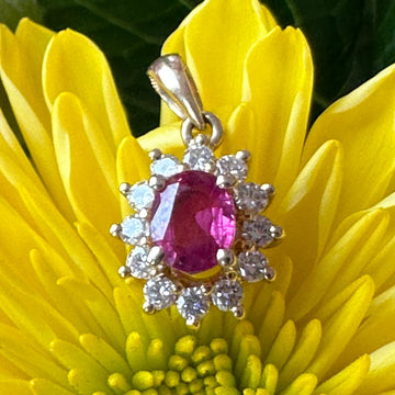 14 Karat Yellow Gold Ruby & Diamond Pendant