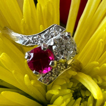 14 Karat White Gold Ruby & Diamond Ring