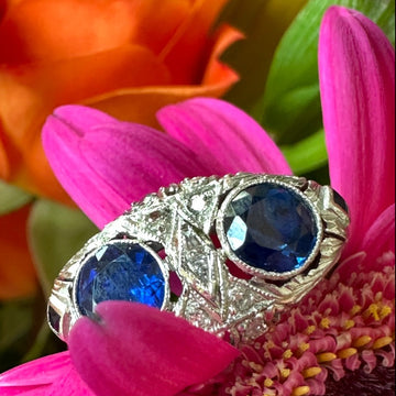 Platinum Art Deco Sapphire & Diamond Ring