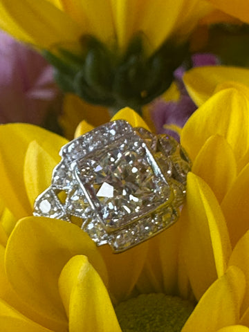 Platinum Art Deco Diamond Ring  # 130-00934