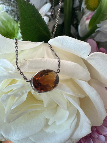 Sterling Silver Citrine Necklace  # 555-04021