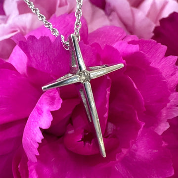 14 Karat White Gold Cross