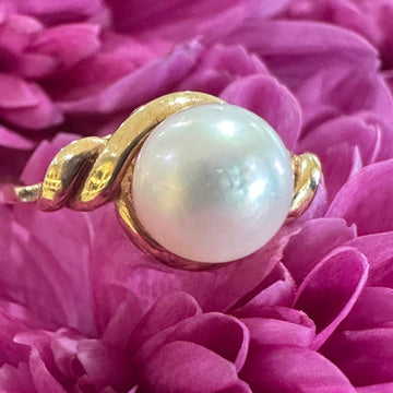 14 Karat Yellow Gold Cultured Pearl Ring