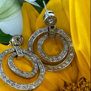 14 Karat White Gold Diamond Circle Earrings