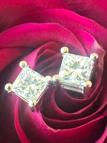 14 Karat White Gold Princess Cut Diamonds Earrings  # 150-00787