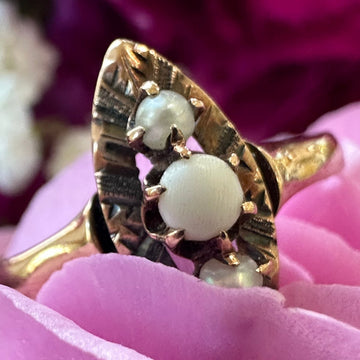 14 Karat Yellow Gold Victorian Pearl Ring