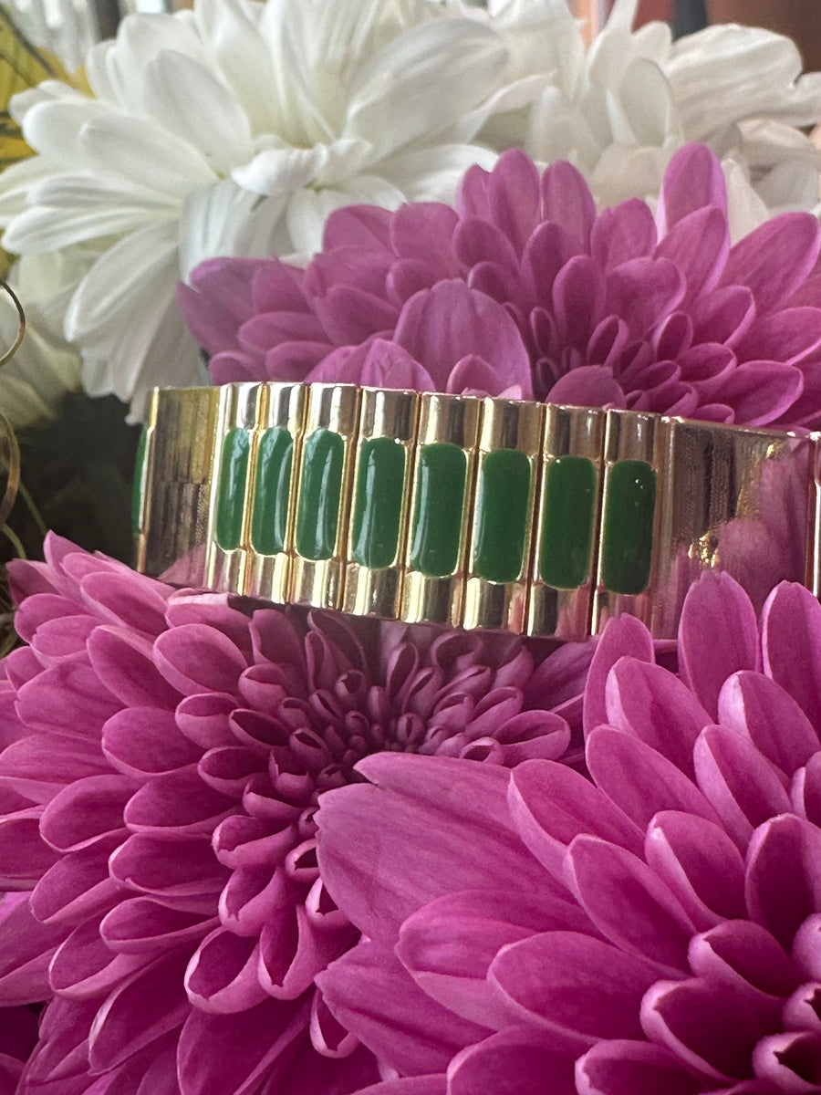 Green Decorative Stretch Bracelet  # 555-04095