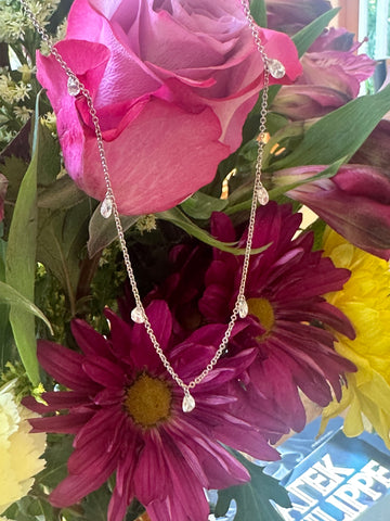 14 Karat White Gold Diamond Pear Drop Necklace  # 165-00203