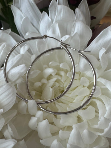 14 Karat White Gold Hoops  # 425-00226