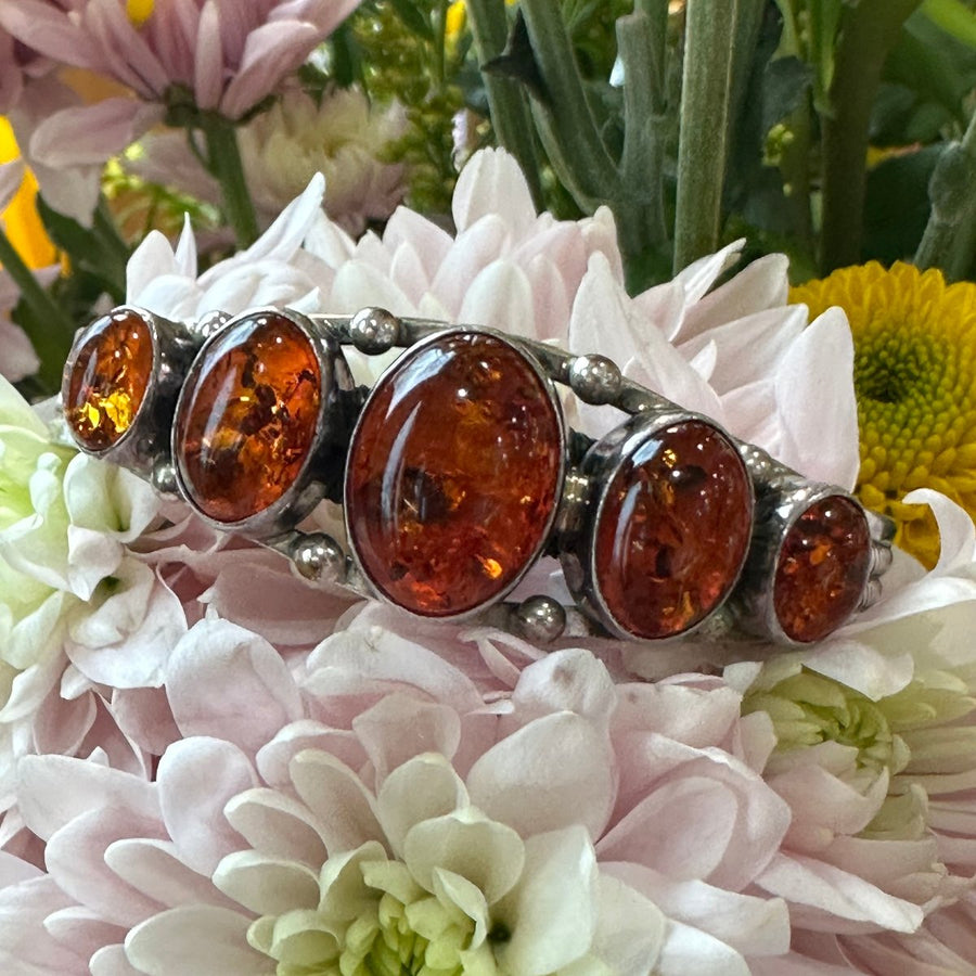 Sterling Silver Amber Cuff