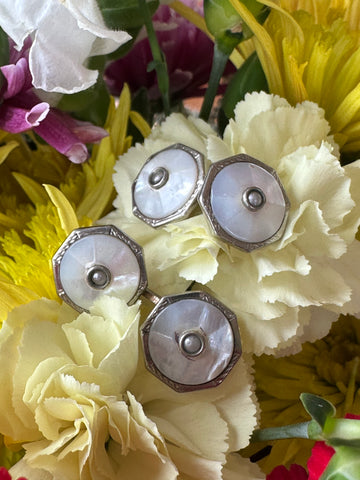 14 Karat Yellow & White Gold Mother of Pearl Cuff Links  # 8--00127