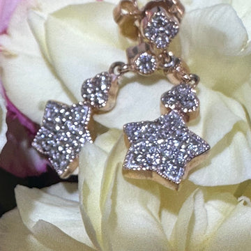 Ladies Diamond Star Dangle Drop Earrings