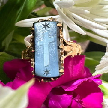 Victorian Stone Cameo Cross Ring