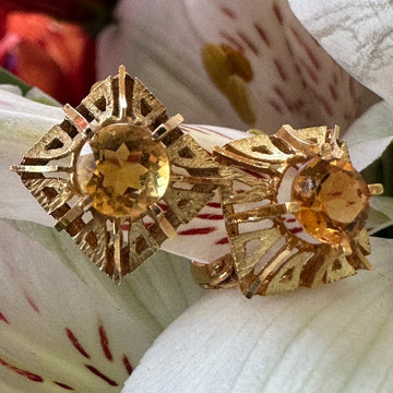 18 Karat Yellow Gold Citrine Earrings