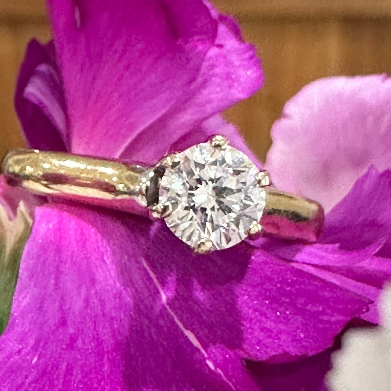 18 Karat Yellow Gold Solitaire Diamond Engagement Ring