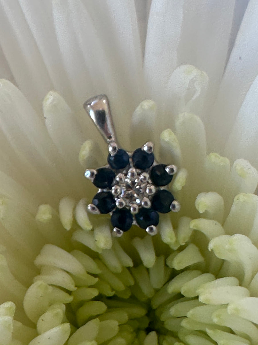 14 Karat White Gold Sapphire & Diamond Pendant  # 230-00727