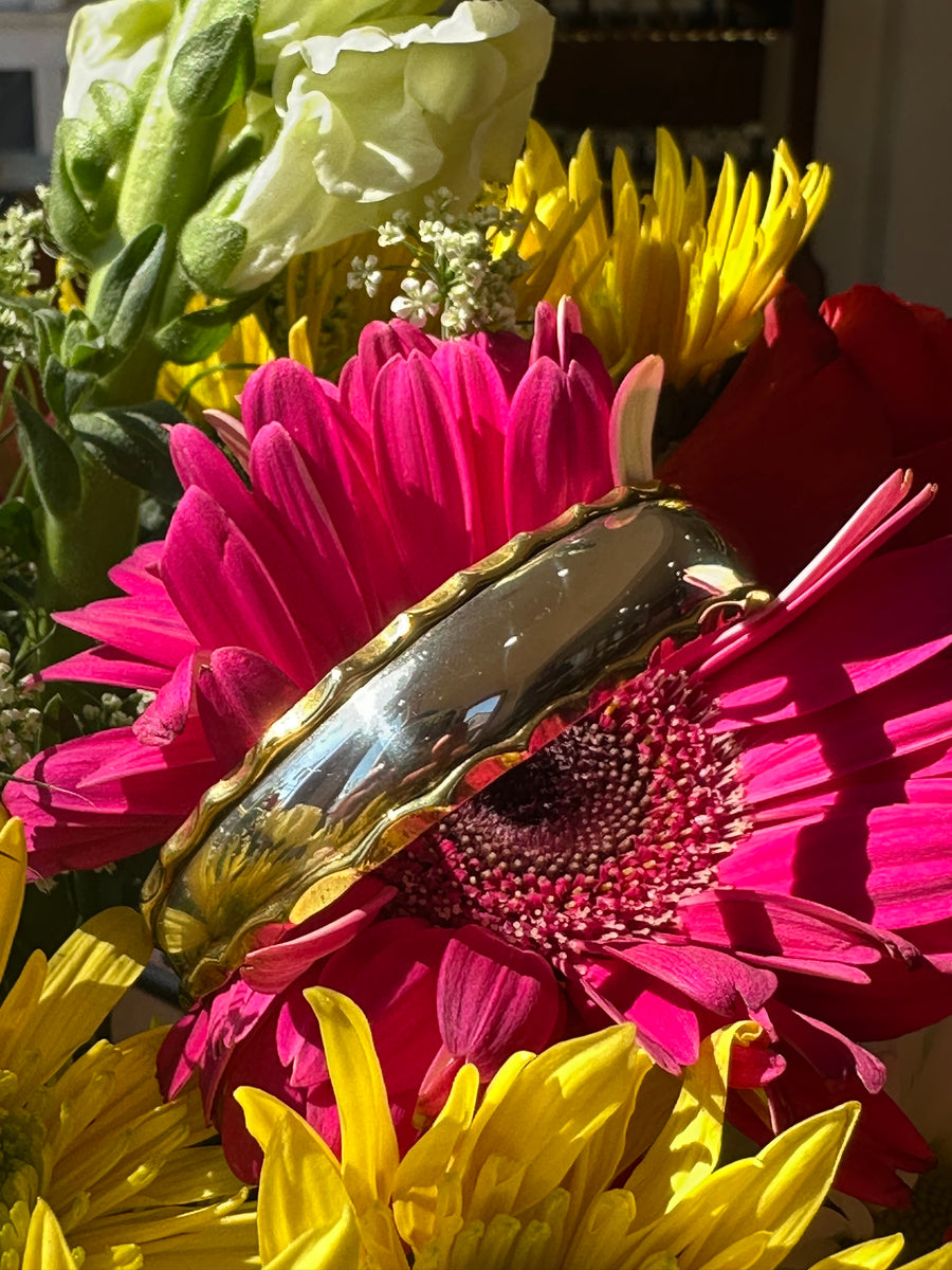 Sterling Silver Cuff With Gold Plate   # 555-04015