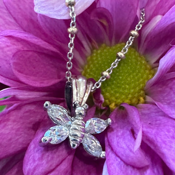 Sterling Silver Cubic Zirconia Butterfly Necklace