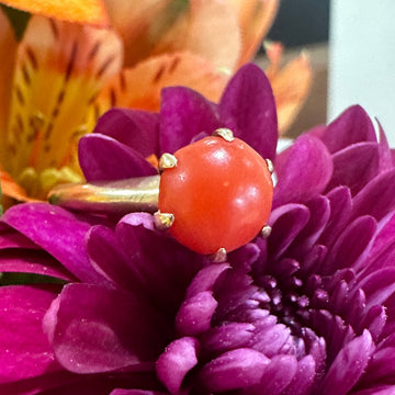 14 Karat Yellow Gold Coral Ring