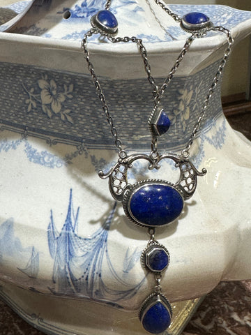 Sterling Silver Lapis Necklace  # 555-04043