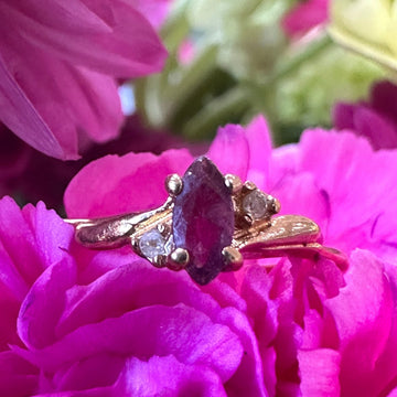 14 Karat Yellow Gold Filled Pink Sapphire & CZ's Ring