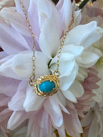 Yellow Gold Filled Turquoise Necklace  # 466-00264