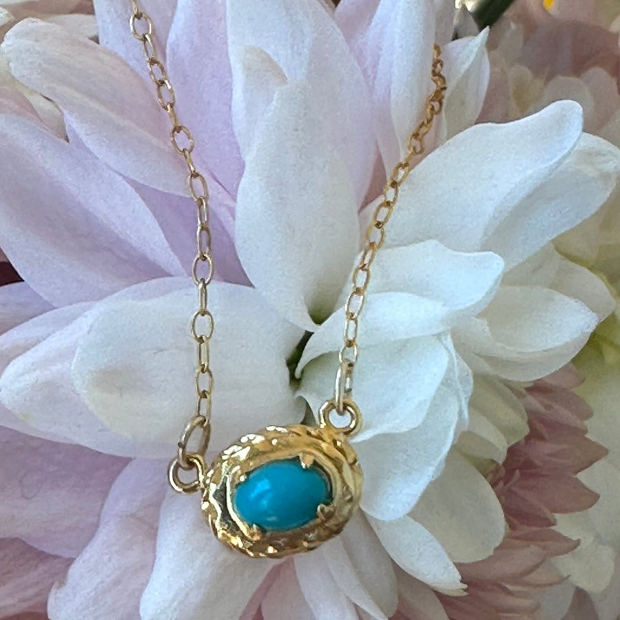 Yellow Gold Filled Turquoise Necklace  # 466-00264