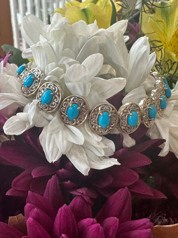 Sterling Silver and Gold Plated Faux Turquoise Bracelet  # 555-04093