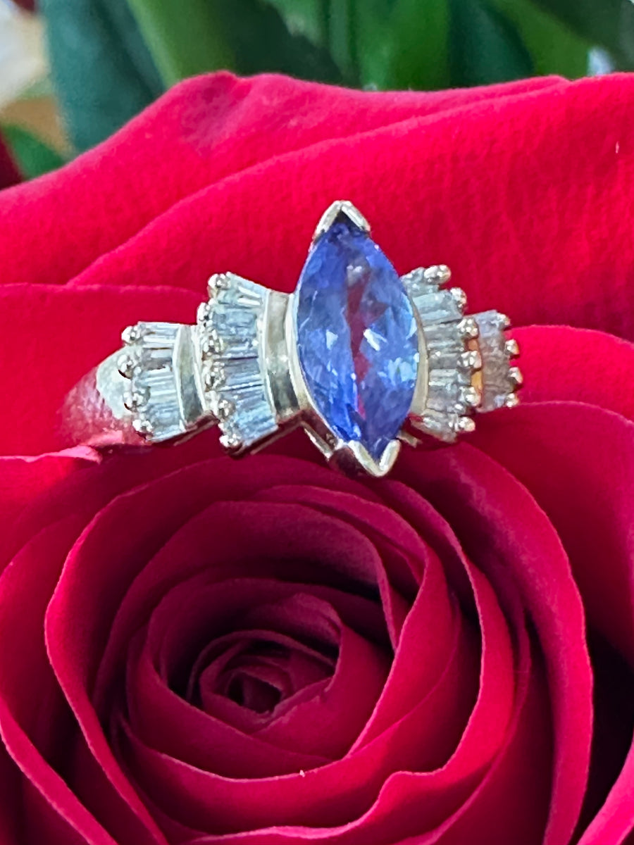 14 Karat Yellow Tanzanite & Diamond Ring  200-02684