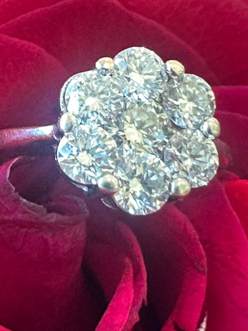 14 Karat White Gold Diamond Cluster Ring  # 130-00937