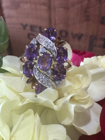 10 Karat Yellow Gold Amethyst & Diamond Ring  # 200-02657