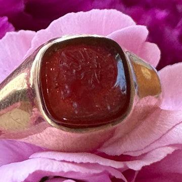 10 Karat Yellow Gold Carnelian Intaglio Ring