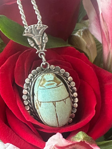 Sterling Silver Turquoise Scarab Pendant   # 230-00729