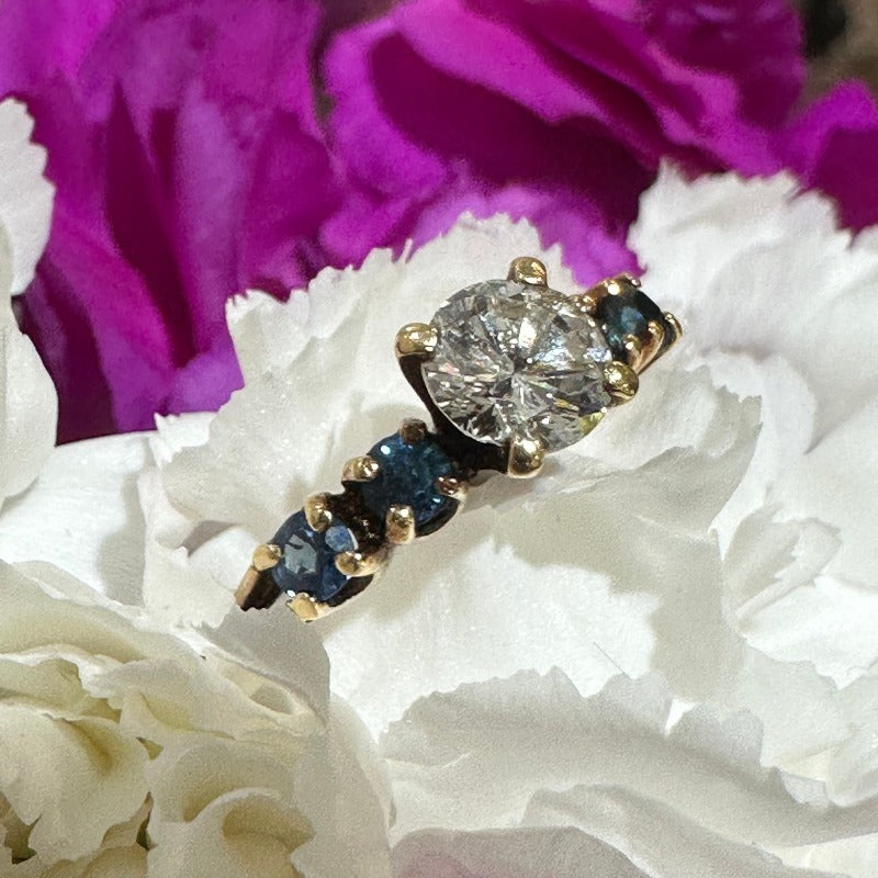 14 Karat Yellow Gold Engagement Ring with Sapphires