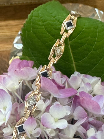 14 Karat Yellow Gold Sapphire & Diamond Bracelet  # 240-00500