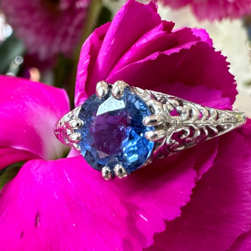 14 Karat White Gold Sapphire Ring