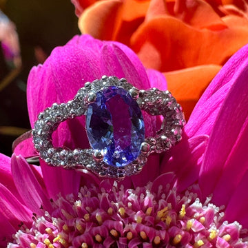 14 Karat White Gold Tanzanite & Diamond Ring