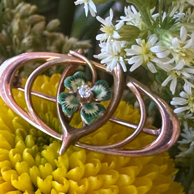 10 Karat Rose Gold Shamrock Pin