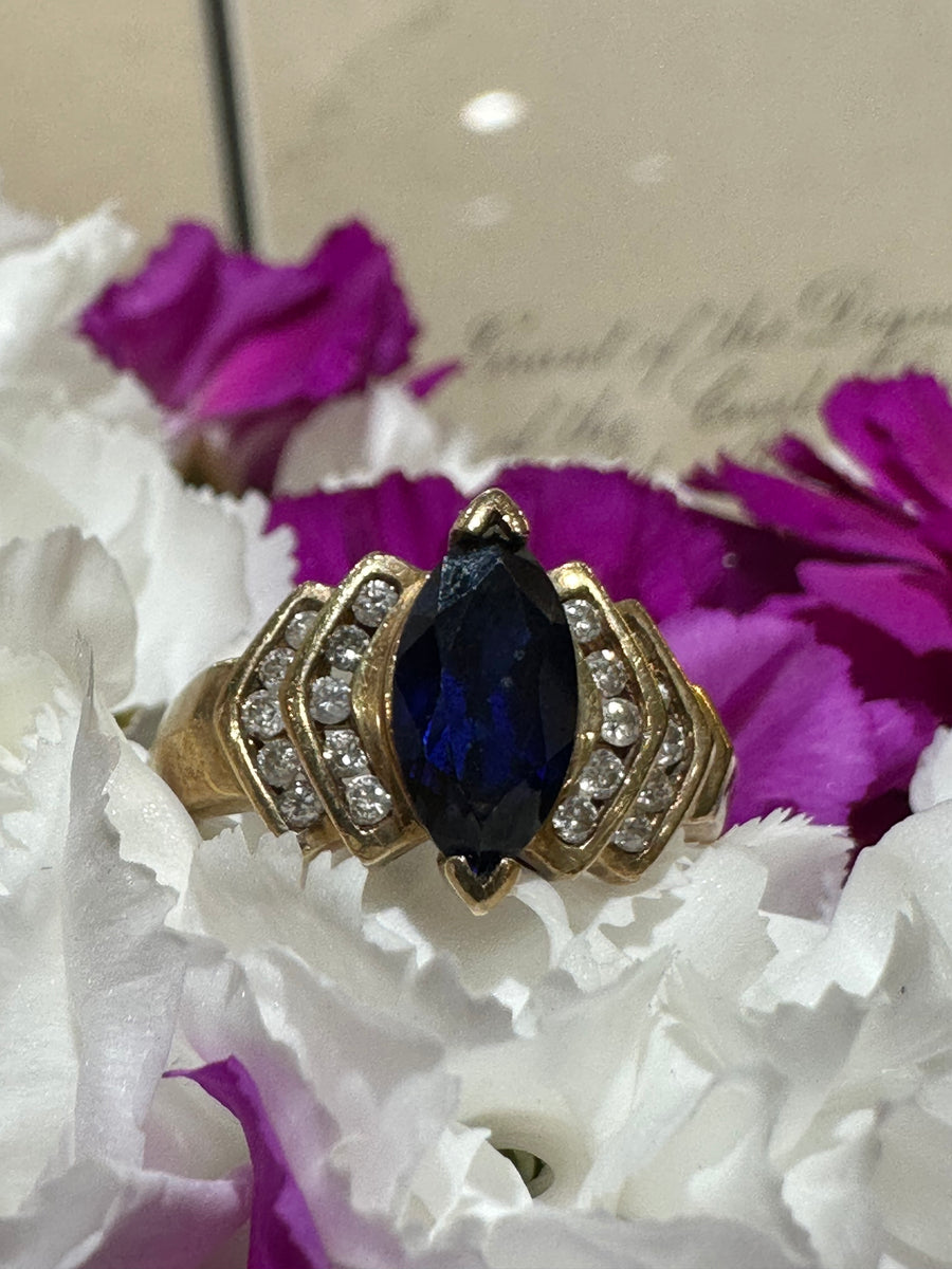 10 Karat Yellow Synthetic Sapphire & Diamond Ring  # 200-01897