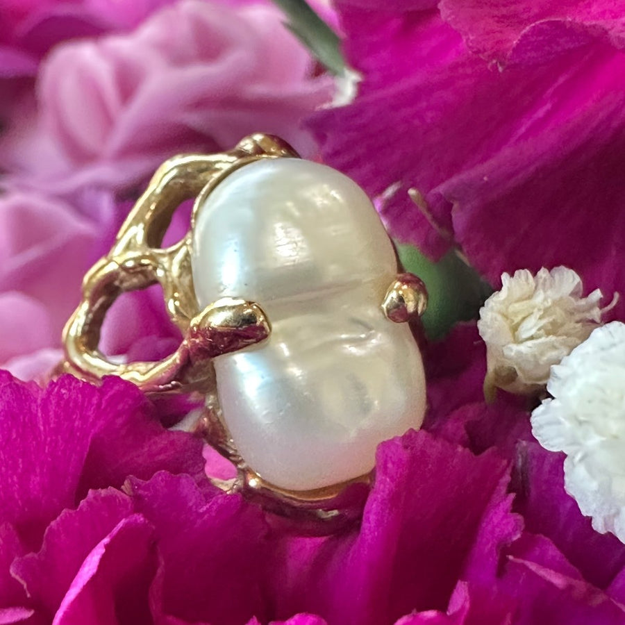 14 Karat Yellow Gold Fresh Water Pearl Ring