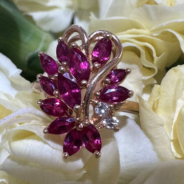 14 Karat Yellow Gold Ruby & Diamond Ring