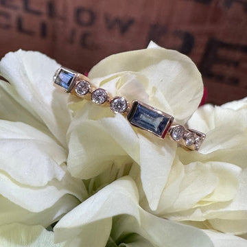 14 Karat Yellow Gold Sapphire & Diamond Ring