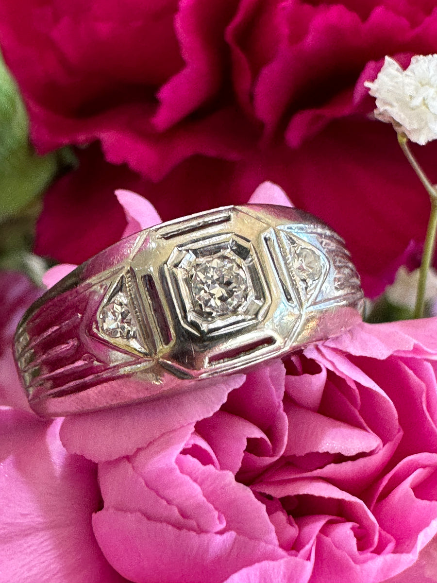 18 Karat White Gold Men's Diamond Ring  # 405-00051