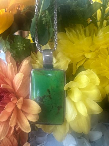 Sterling Silver Green Agate Necklace  # 555-04169